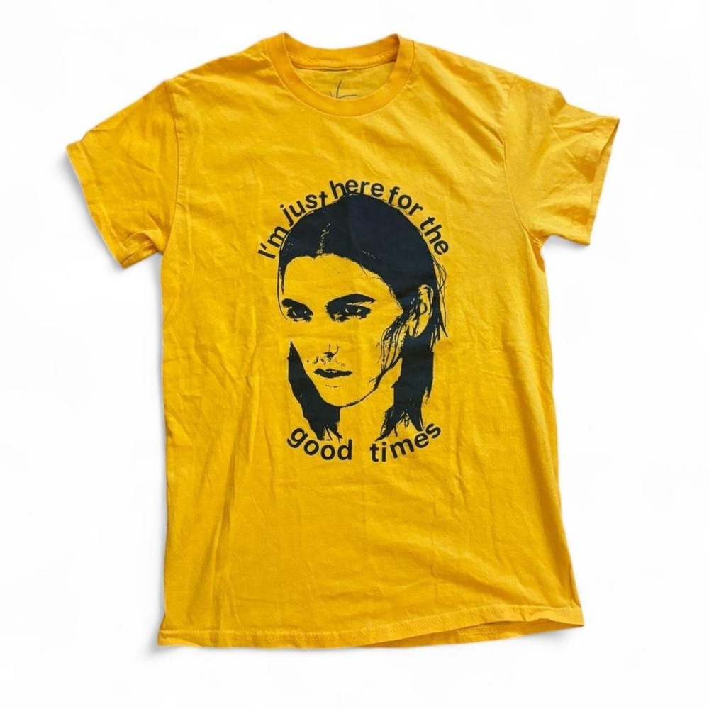 Val Astaire Vintage Yellow Im Just Here for the Good Times Graphic T-Shirt S